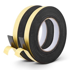 Foam Weather Stripping Seal Tape, 2 Pcs 15mmx5m Foam Seal Tape for Doors and Windows, High Density Foam Tape for Doors and Windows Gasket Insulation (Black)