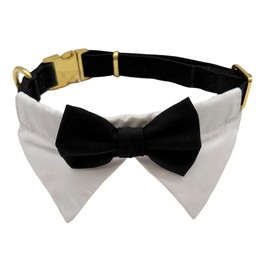 Croci Ceremony Tuxedo Dog Collar Bandana Tuxedo Dog Shirt Bow Tie Wedding Adjustable Size S/28-44cm