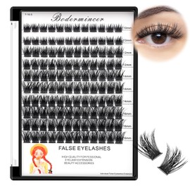 Bodermincer Lash Clusters D Curl Black/Brown/Colored Lashes 10-12-14/12-14-16/16-18-20mm Mixed Lash Clusters Kit For Beginner (B01-Black-14mm)
