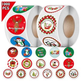 Cerlaza 1000 pcs Christmas Stickers Gift Tags, Christmas Tags for Gifts Winter Envelope Stickers, Christmas Party Supplies Xmas Santa Gift Tags Labels-12 Styles in 2 Rolls