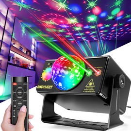 caivimvn Party Lights, Disco Light Sound Activated Disco Ball with Multiple Patterns and Remote Control for Parties Stage Home Room Show Bar Club Birthday DJ Pub Karaoke Christmas Halloween Décor