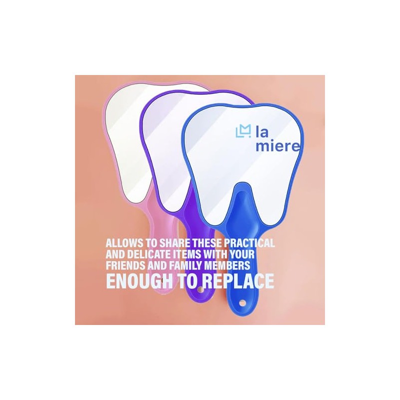 LA MIERE Tooth Shaped Mirror Ergonomic Handle Mirrors with Handle