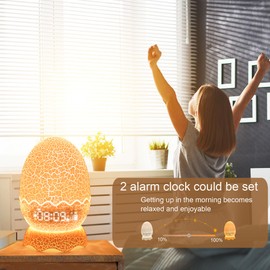 Dragon Egg Alarm Clock with Night Light White Noise Bluetooth Speaker, Dragon Clock 16 Color Decor Light with Remote Control /Timer /Dim，Dragons Gifts Birthday Xmas Holiday Gift for Kids/Boys/Girls