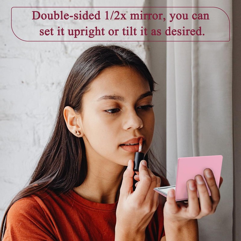 YOLCAR 1X/2X Magnifying Compact Mirror with PU Leather, Mini Mirror