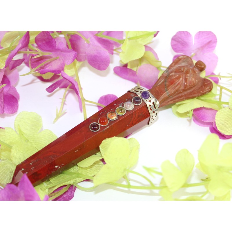 Jet International Red Jasper Angel Chakra Wand Stick Approx. 5.5