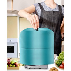Gifikkazinn Turquoise Ombre Stand Mixer Cover Dustproof & Waterproof, Farmhouse Kitchen Appliance Covers with Storage Pocket, Teal Gradient Organizer Bag for Accessories Compatible 5-8 Quarts