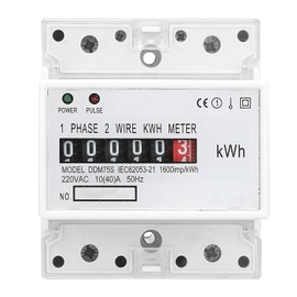 Electric Meter, 4 Phases, Calibrated Three-Current Meter, DIN Rail KWh Meter, Electricity Meter for DIN Rail Intermediate Meter, Digital Electricity Meter, AC 220 V/230 V, 10-40 A, Single-Phase 35 mm
