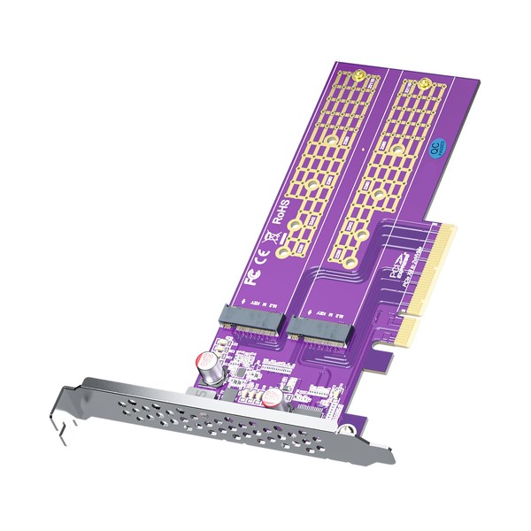 Dual M.2 NVMe to PCIe3.0 X8 Adapter without PCIe Bifurcation