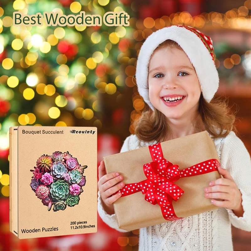 Reouinty Wooden Puzzles for Adults 500 Piece, Colorful Succulent Puzzle
