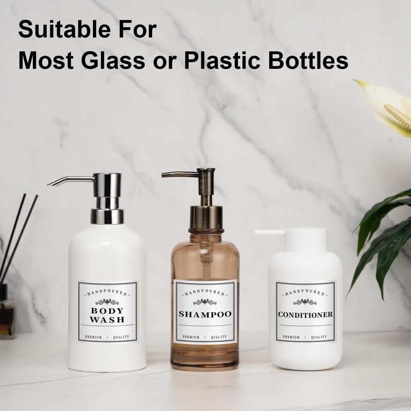 Waterproof Labels for Bottles Bathroom Kitchen 12 PCS Minimalist Organization