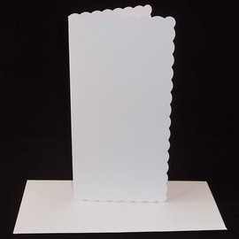10 x DL White Scalloped Card Blanks with White Envelopes