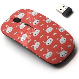 2.4G Wireless Mouse with Cute Pattern Design for All Laptops and Desktops with Nano Receiver - Cute Rabbit Bunny Hare Heart