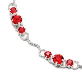 COOLSTEELANDBEYOND Verstellbare Damen Gliederkette Fußkette Fußkettchen mit Rot Solitaire Zirkonia Charms
