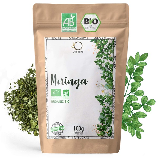 ORIGEENS Organic Moringa Infused 100g | Moringa Dry Leaves | Moringa The Organic Loose Tea Without Theine, Revitalising Organic Herbal Tea