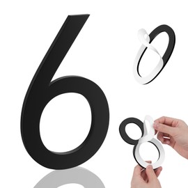 5 Inch House Numbers, Self-adhesive House Number Acrylic Modern House Numbers for Outside Black Mailbox Numbers Address Home Number for House Apartments Office Hotel Room Easy to Install (6)