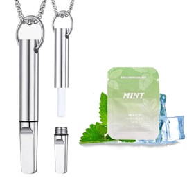 Breathing Necklace with Resistance, Breath Free Necklace with Filters, Breathing Exercises, Meditation, Valentine's Day Birthday Gift for Women Men Stress Relief Calm（Opaque White with Holes）