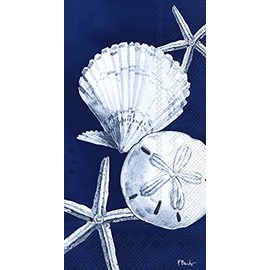Coastal Themed Guest Towels 32 CT | Decorative Paper Napkins for Buffet Kitchen or Bathroom Fingertip Hand Towels | Dark Sea Design