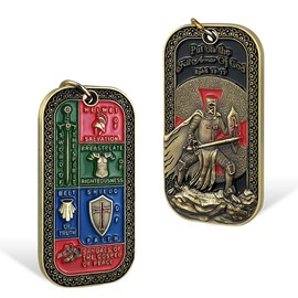 bilo Challenge Coin Religions Dog Tag Armor of God Necklace Tricolor