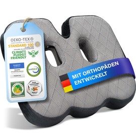 Healthfix® Orthopedic Seat Cushion – Ergonomic Memory Foam Coccyx Cushion with Washable Breathable Cover & Non-Slip Base – Tailbone & Sciatica Pain Relief Pillow for Office Chair (Medium)