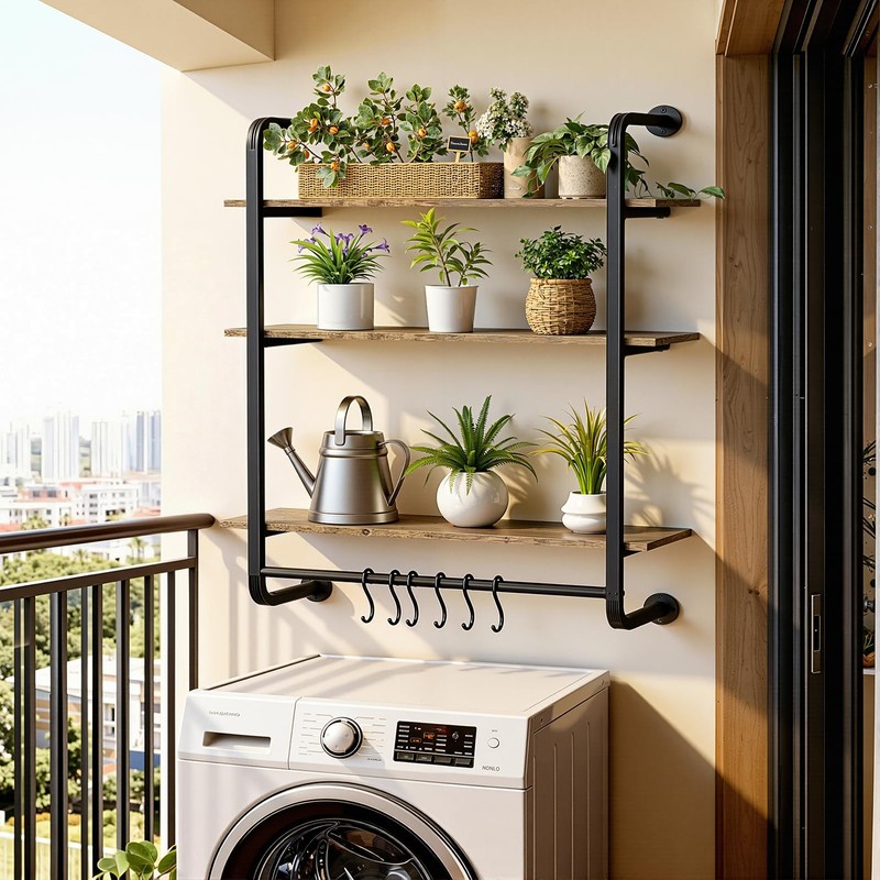 Kssiaz 3 Tier Industrial Pipe Floating Shelf, 24" Kitchen Wall