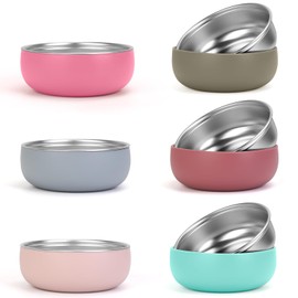 ShineMe Stainless Steel Bowls for Kids, 6 pack Toddler Bowls with Removable Colorful Silicone Sleeve, Unbreakable Baby Bowls for Soup, Cereal, Yogurt, Snacks...