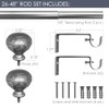 Sorrento 26-48 Inch Adjustable Curtain Rod Set, 5/8 Inch Diameter