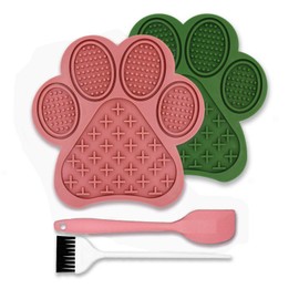 Enrunnig Lick Mat for Dogs and Cats,Dog Food Mat with Suction Cups,Slow Feeder & Non-Slip Design,Boredom & Anxiety Reducer,Calming Mat for Bathing,Grooming,and Nail Trimming (Pink&Green)