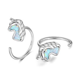 VONALA 925 Sterling Silver Unicorn Hoop Earrings Opal Jewellery Gifts for Women Girls