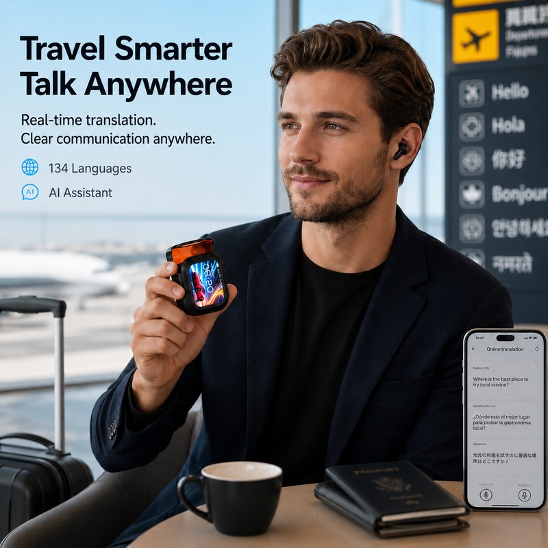 Wireless Translation Earbuds for Travel & Calls – Bluetooth AI