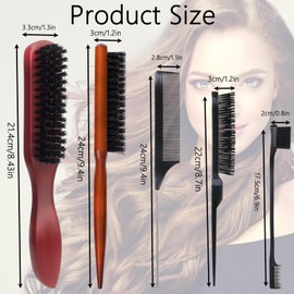 5 Pcs Slick Back Brush, Teasing Brush, Beard Brush Hair Smoothing Brush, Soft Beard Hair Brush Slick Back, Hair Brush Men for Men with Thin or Thick Hair Styling Beard Brush