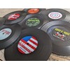 Retro Vinyl Record Funny Pun Title Coaster Set with wood
