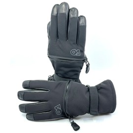VO All Black Zipper Gloves - Waterproof Goat Leather, Breathable Thinsulate Insulation, YKK Zippers, Wrist Strap, Ideal for Skiing, Snowboarding, Snowmobiling, Cold Weather Sports, Medium
