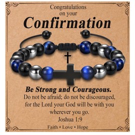 OAVOOK Confirmation Gifts for Teenage Boys Catholic Cross Bracelet Christian Gift for Teen Confirmation Sponsor Decorations