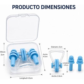 Tapones de Oídos y Pinza Nasal para Natación, Set de Silicona con Estuche