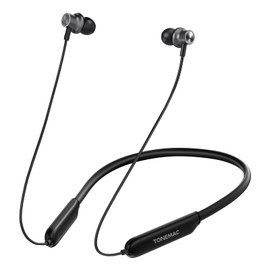 TONEMAC Bluetooth Headphones - N8 Wireless Earbuds with Magnetic Neckband | 40Hrs Playtime, IPX6 Sweatproof, Deep Bass Headset for Phone Calls, Music, and Sports