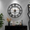 WGWART 24" Large Black Roman Numeral Wall Clock, Silent Battery