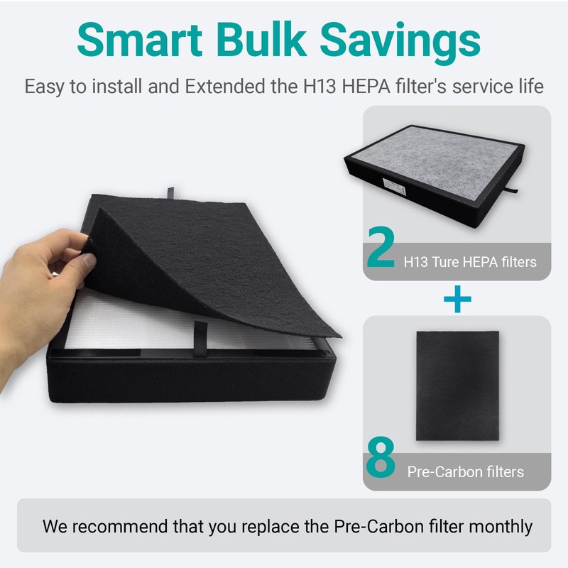 2-pack LP350 Replacement HEPA Filter（2 True HEPA & 8 Pre-Filters