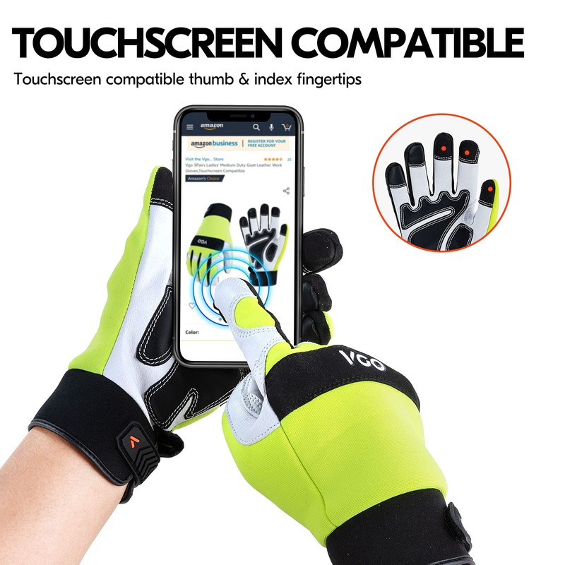 Vgo... 1 Pair Safety Work Gloves,Mechanics Gloves,Multi-purpose Gloves,Goat leather Gloves,Rigger