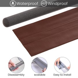 Kepfire 37 Inch Under Door Draft Stopper Guard Adjustable Twin Home Soundproof Dust Proof Seal Strip Door Window Insulation Draft Blocker - Brown