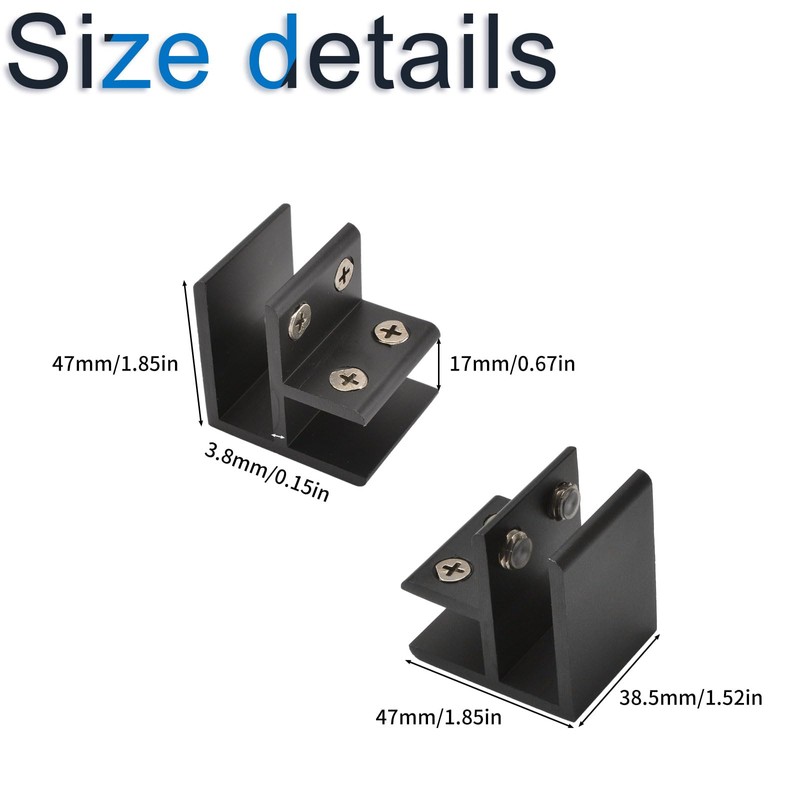 INCREWAY Glass Clamp, 4Pcs Adjustable 90 Degrees Glass Clips Aluminum