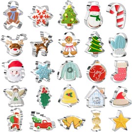 Christmas Cookie Cutter Set, 25PCS Christmas Shape,Stainless Steel Biscuit Cutter for Holiday Decoration