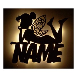 Schlummerlicht24 3D LED Decorative Lamp Night Light Fairy Protection Angel Gifts with Name as Birth Gift Lighting Communion Christening Birth Birthday for Children Baby Girls Mother Bedside Lamp