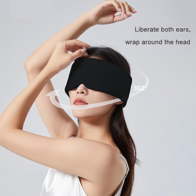 Dual-Sided Sleep Mask, Adjustable Velcro Strap, Zero Pressure Design (Black)