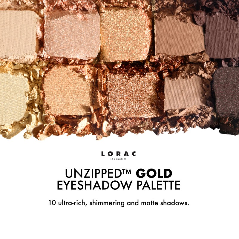 LORAC Unzipped Matte & Glitter Eyeshadow Palette, Gold | Cruelty
