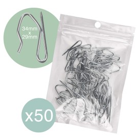 Heavy Duty Zinc Metal Drapery Pin Hooks (50 Pack) for Pencil Pleat Curtains