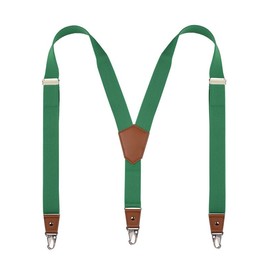 DEOBOX Men's St Patricks Day Suspenders with Heavy Duty Snap Hooks and 1.4 Inch Elastic Straps Y-Back Adjustable 47" Green