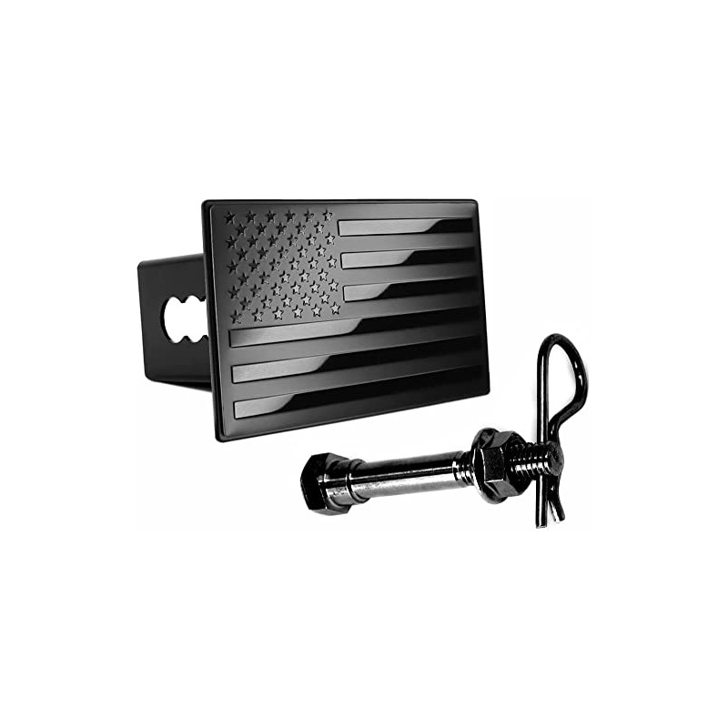 eVerHITCH American Flag Metal Trailer Hitch Cover Plug with Pin