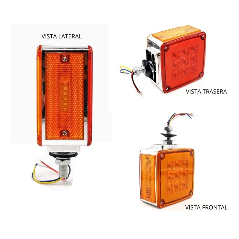 Par Plafon 24 Led Direccional Cuadrada Gel Estrobo 12-24v