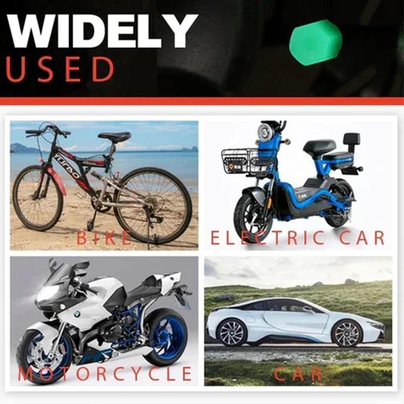 4Pcs Yellow Luminous Tire Valve Caps, Car Wheel Styling Motorcycle