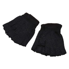 AKORD 2 x Pairs Adults Black Fingerless Gripper Gloves - One Size, Men or Women…